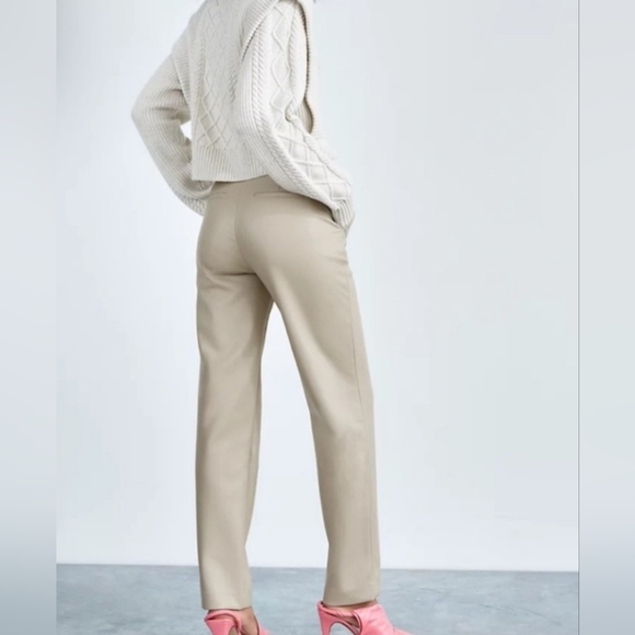 Aritzia Babaton Vegan Leather Beige Cream Pants - Picture 14 of 15